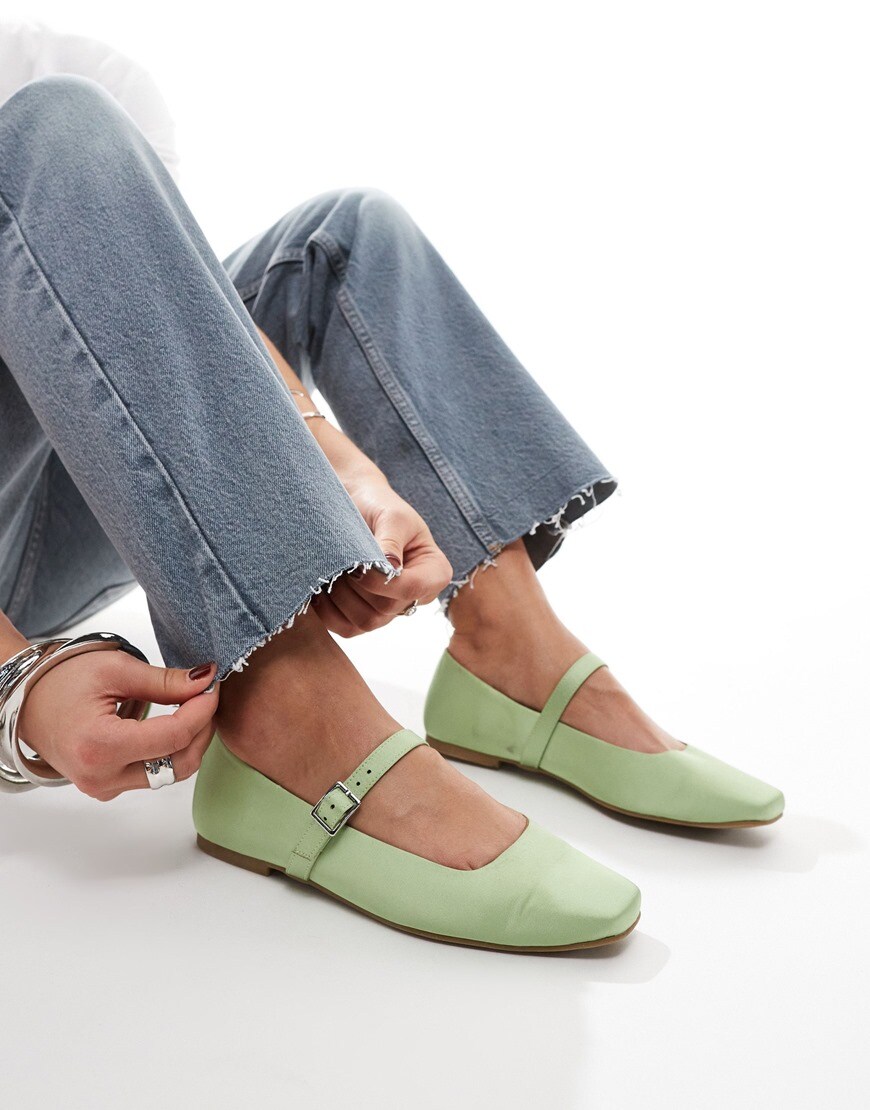 A model wearing green Mary Jane shoes | ASOS Style Feed