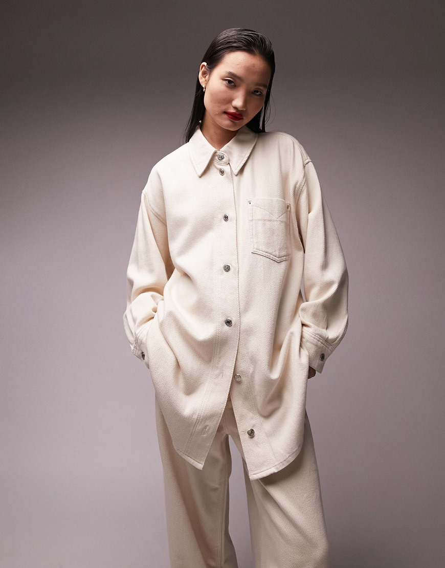 Topshop super oversized co-ord denim shirt in ecru