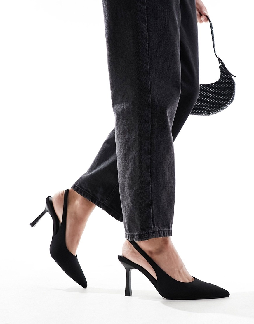 ASOS DESIGN Salty slingback stiletto mid shoes in black | ASOS Style Feed