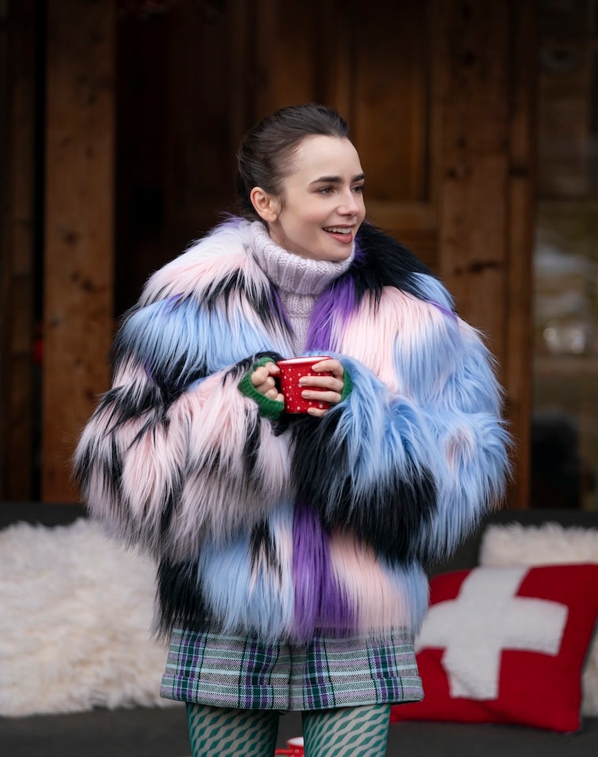 Emily in a fur jacket