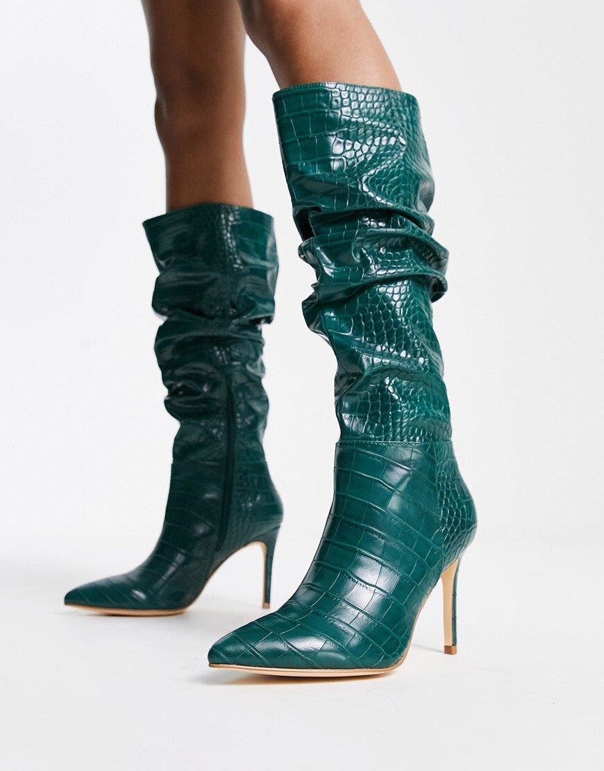 Teal knee-high boots