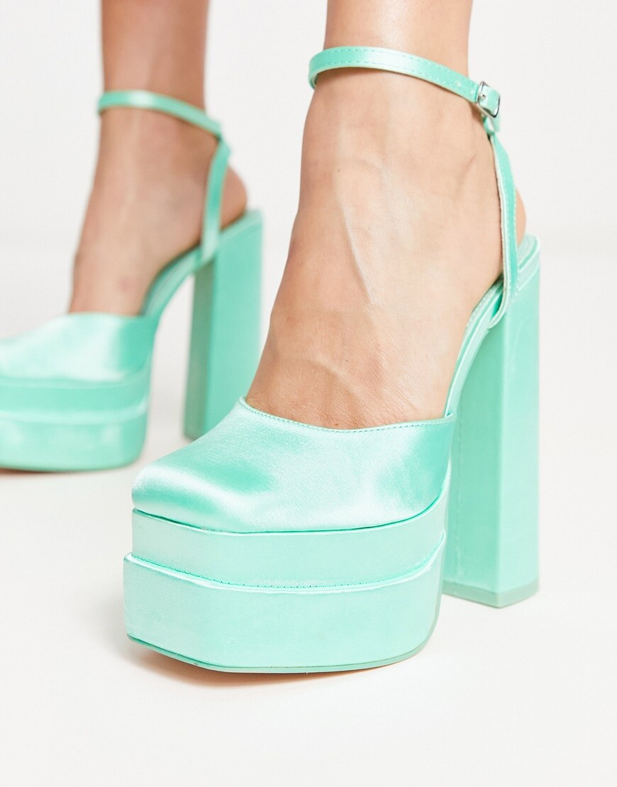 Turquoise platform heels
