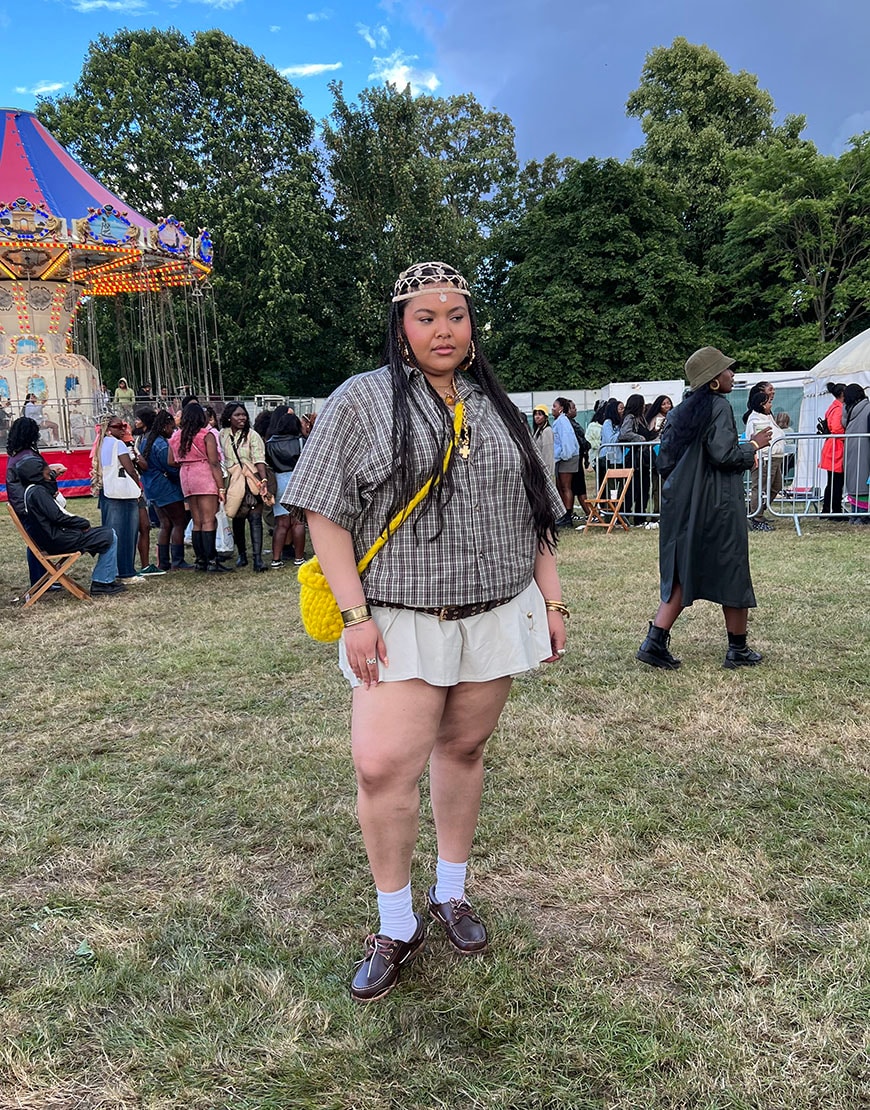 Alessia Golfetto in mini skirt and shirt at festival. | ASOS Style Feed