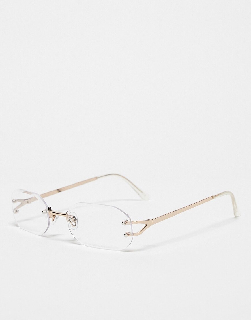 ASOS DESIGN 90's rimless fashion glasses with clear lens | ASOS Style Feed