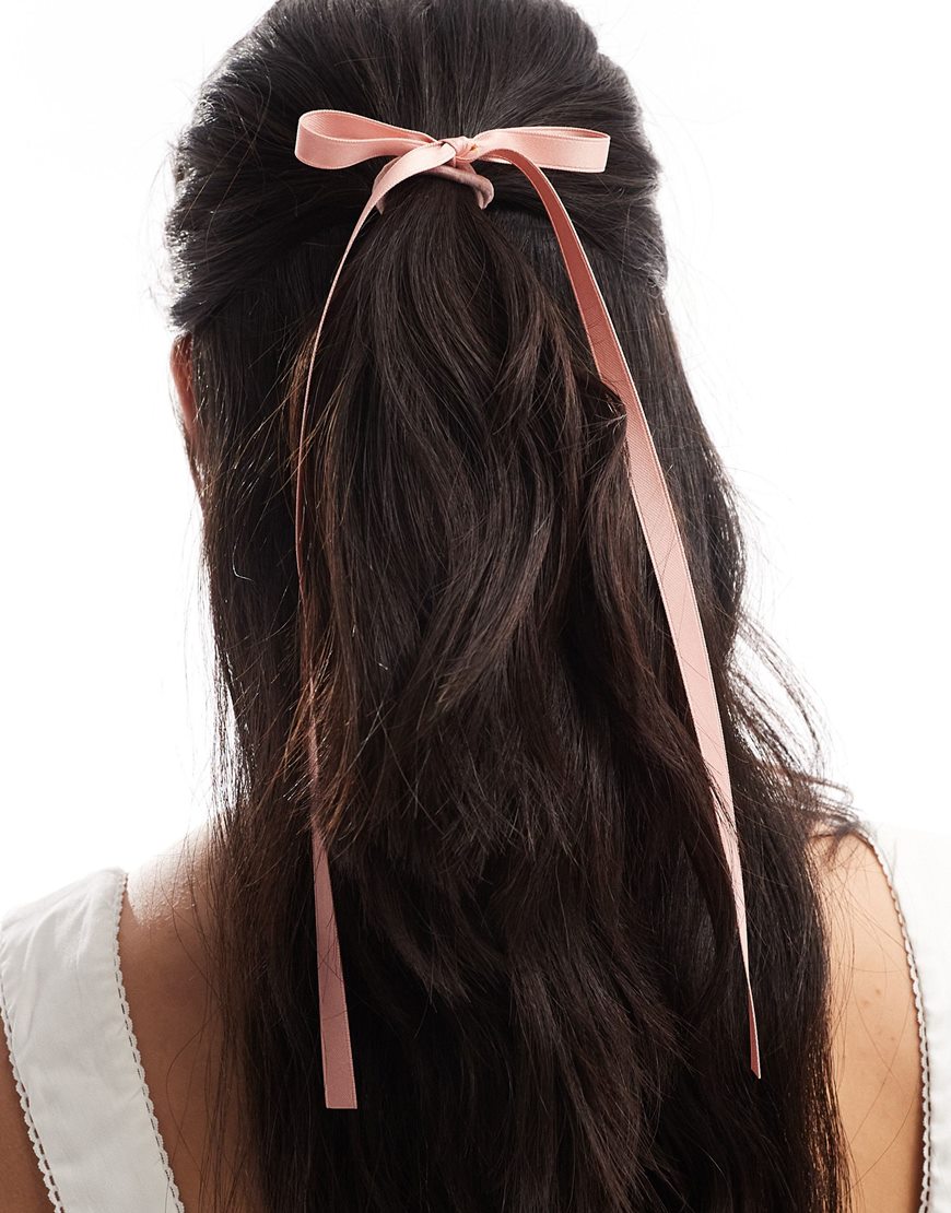 ASOS DESIGN hairband with skinny bow detail in light pink | ASOS Style Feed