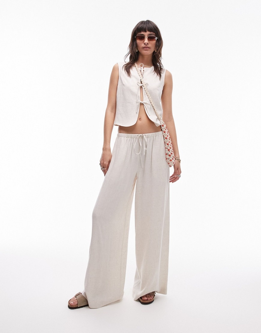 Topshop co-ord tie front linen waistcoat in beige | ASOS Style Feed
