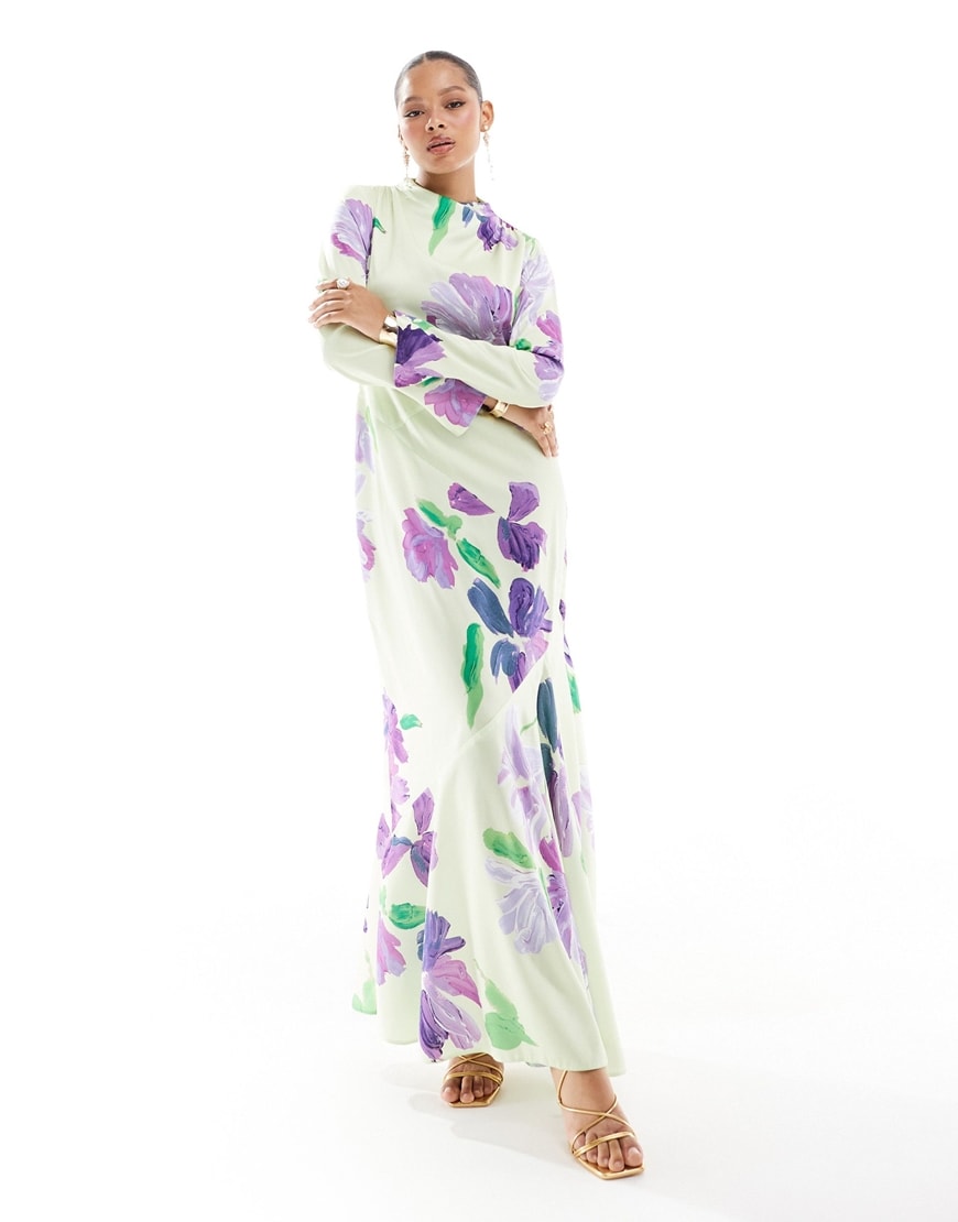 Model wearing floral maxi dress
