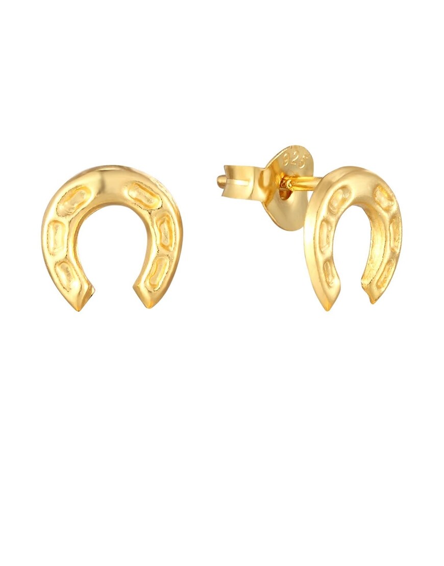 Gold horseshoe stud earrings