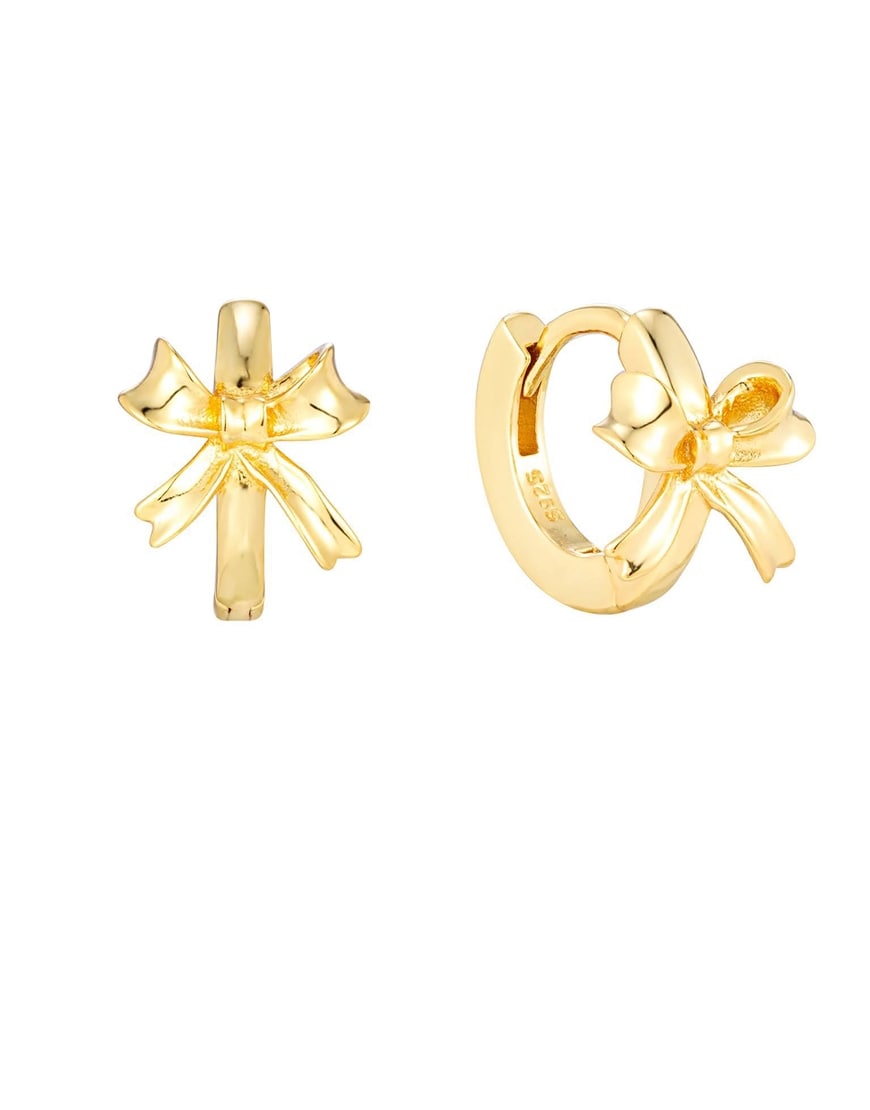 Gold bow hoop earrings