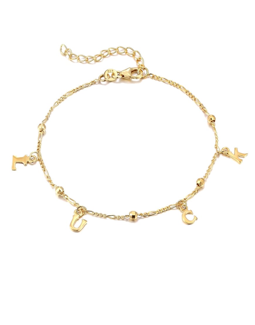 Gold 'luck' charm bracelet