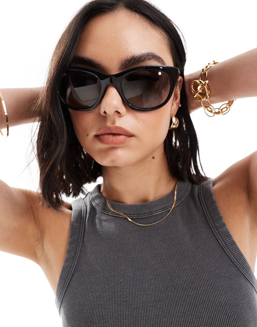 Ray-Ban pointed round sunglasses in black and grey gradient | ASOS Style Feed