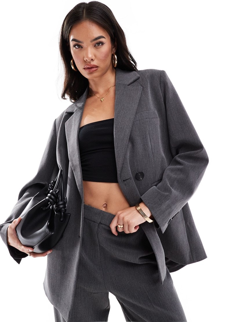YAS tailored double breasted blazer co-ord in grey - GREY | ASOS Style Feed