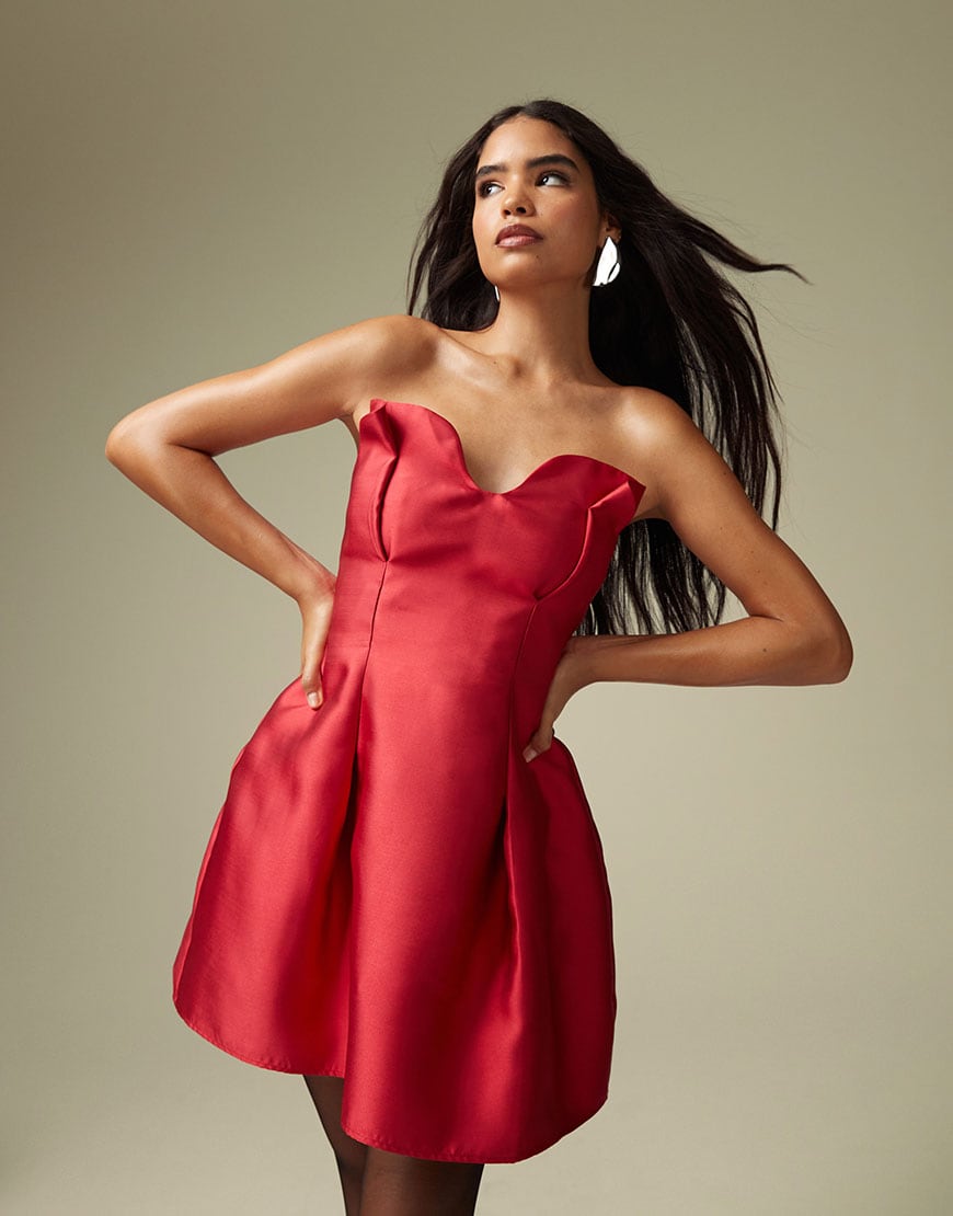 Model wearing red dress | ASOS Style Feed