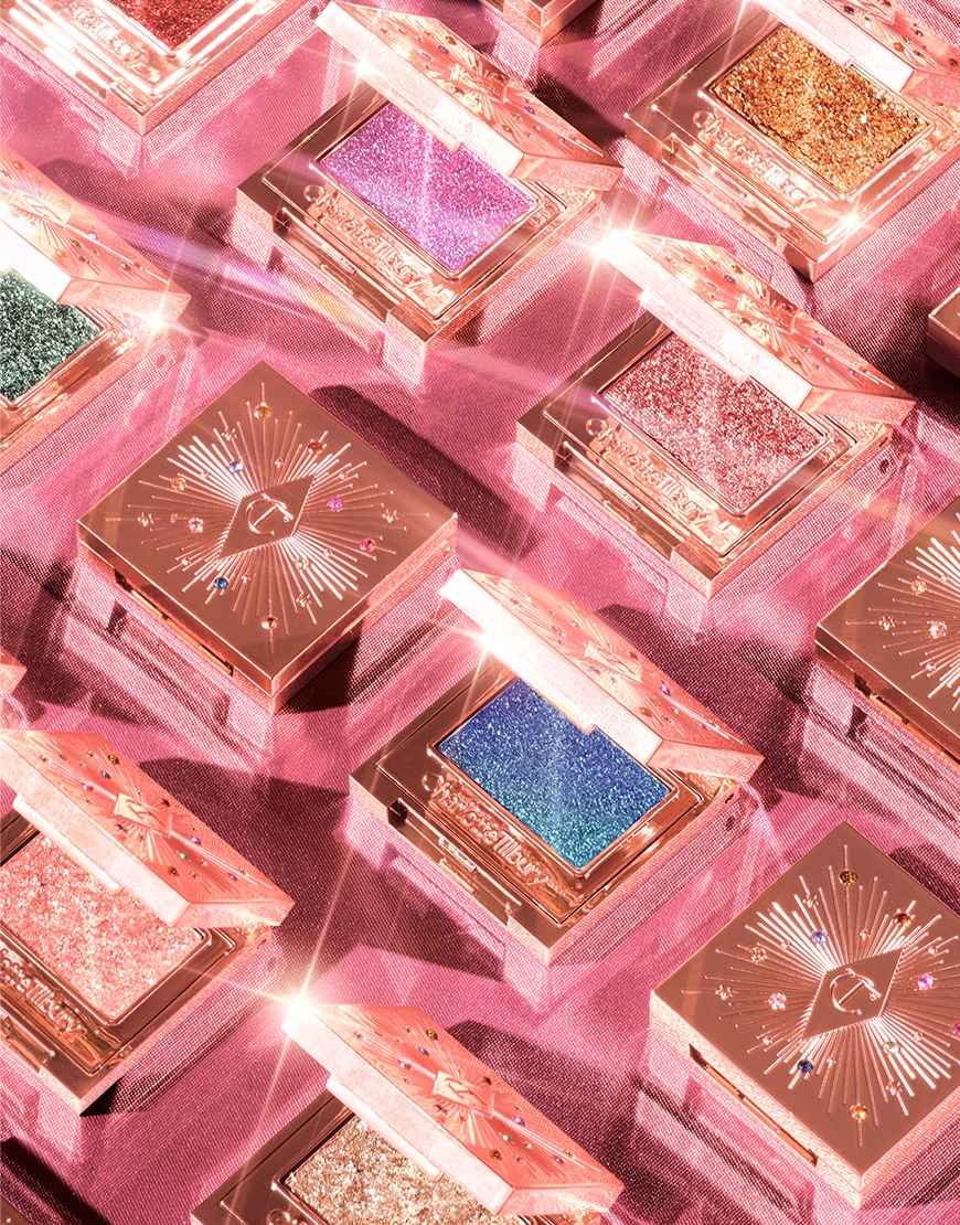 Charlotte Tilbury gold eyeshadows with different colours