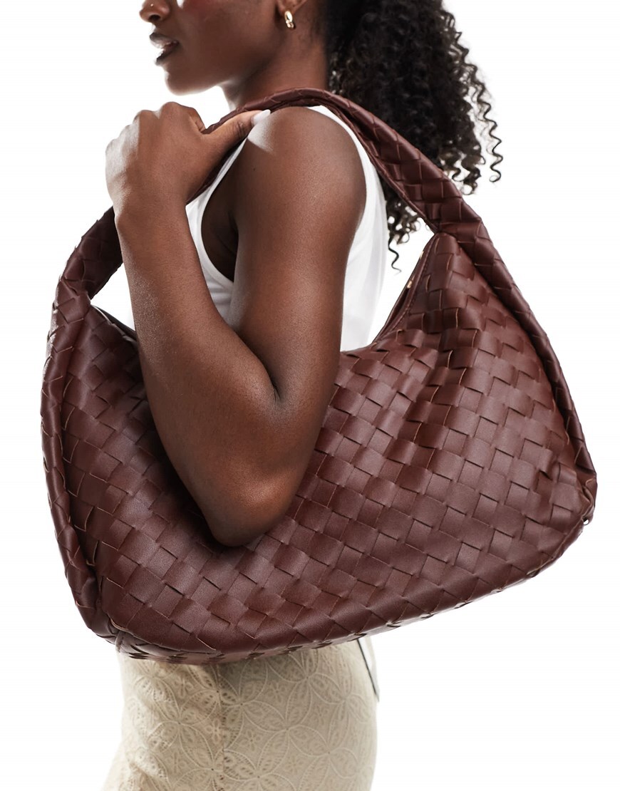 Glamorous oversized woven shoulder bag in dark brown | ASOS Style Feed