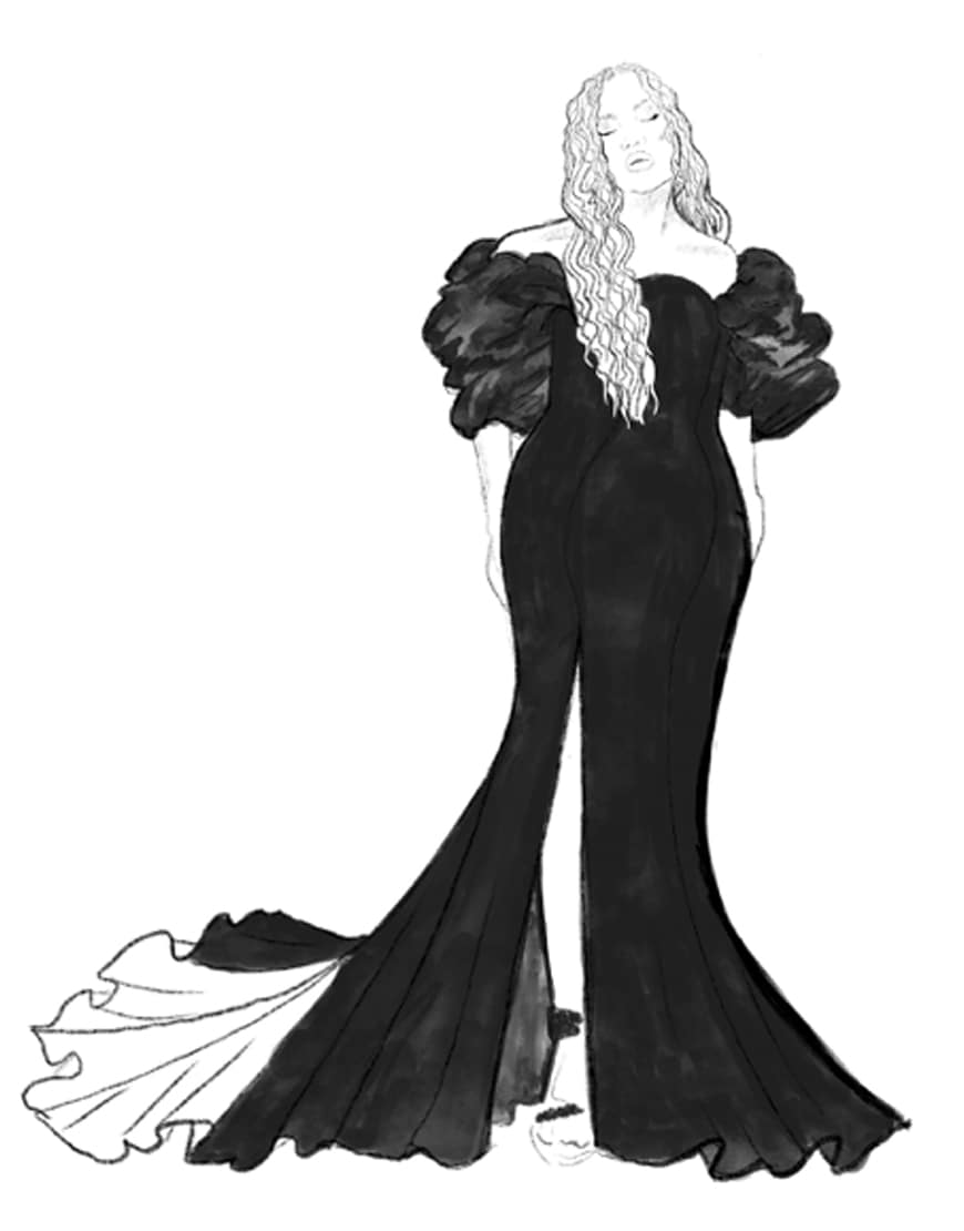 Sketch of Parris Goebel's Fashion Awards dress