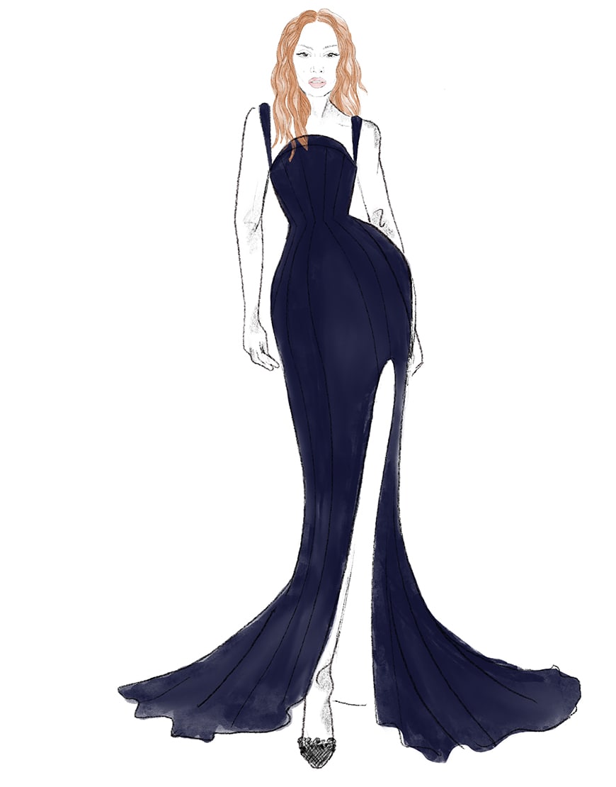 Sketch of Sasha Keable's Fashion Awards dress