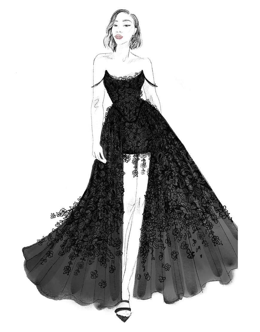 Sketch of Tolami Benson's Fashion Awards dress
