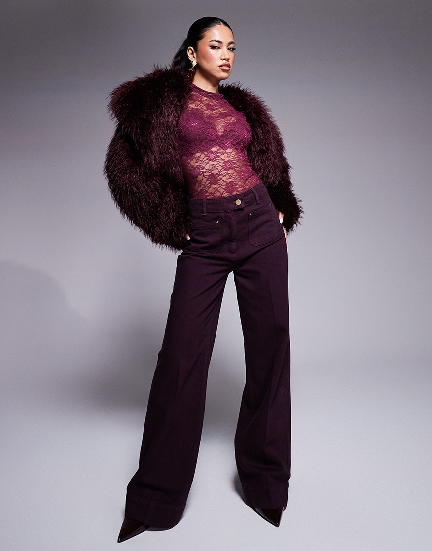 Model in Burgundy outfit. | ASOS Style Feed