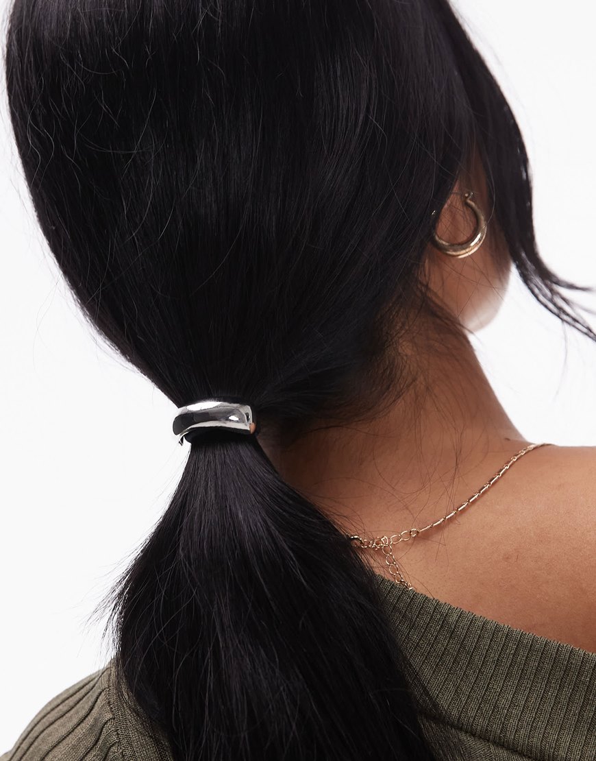 Topshop Hannah small metal hair cuff in silver