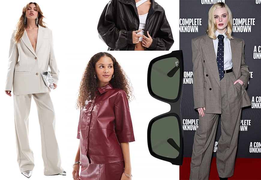 Collage of Elle Fanning and ASOS clothes
