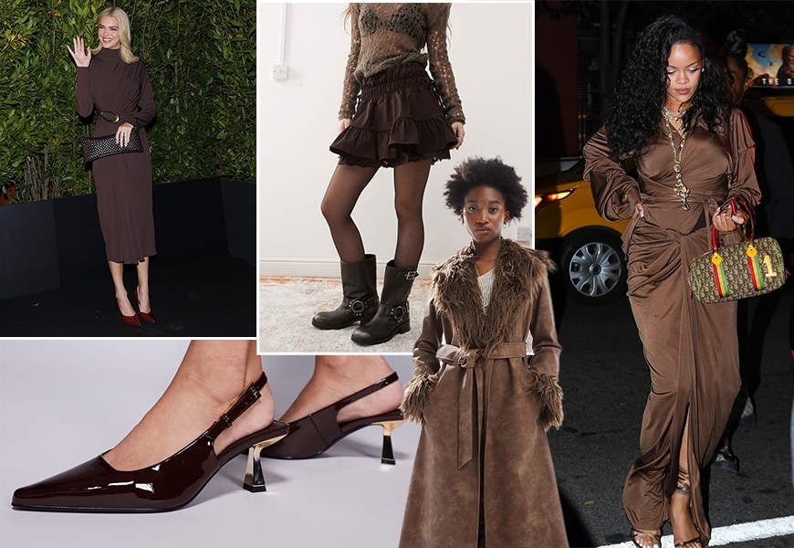 Collage of brown outfits
