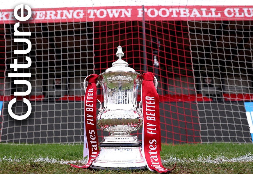 FA Cup trophy on grass