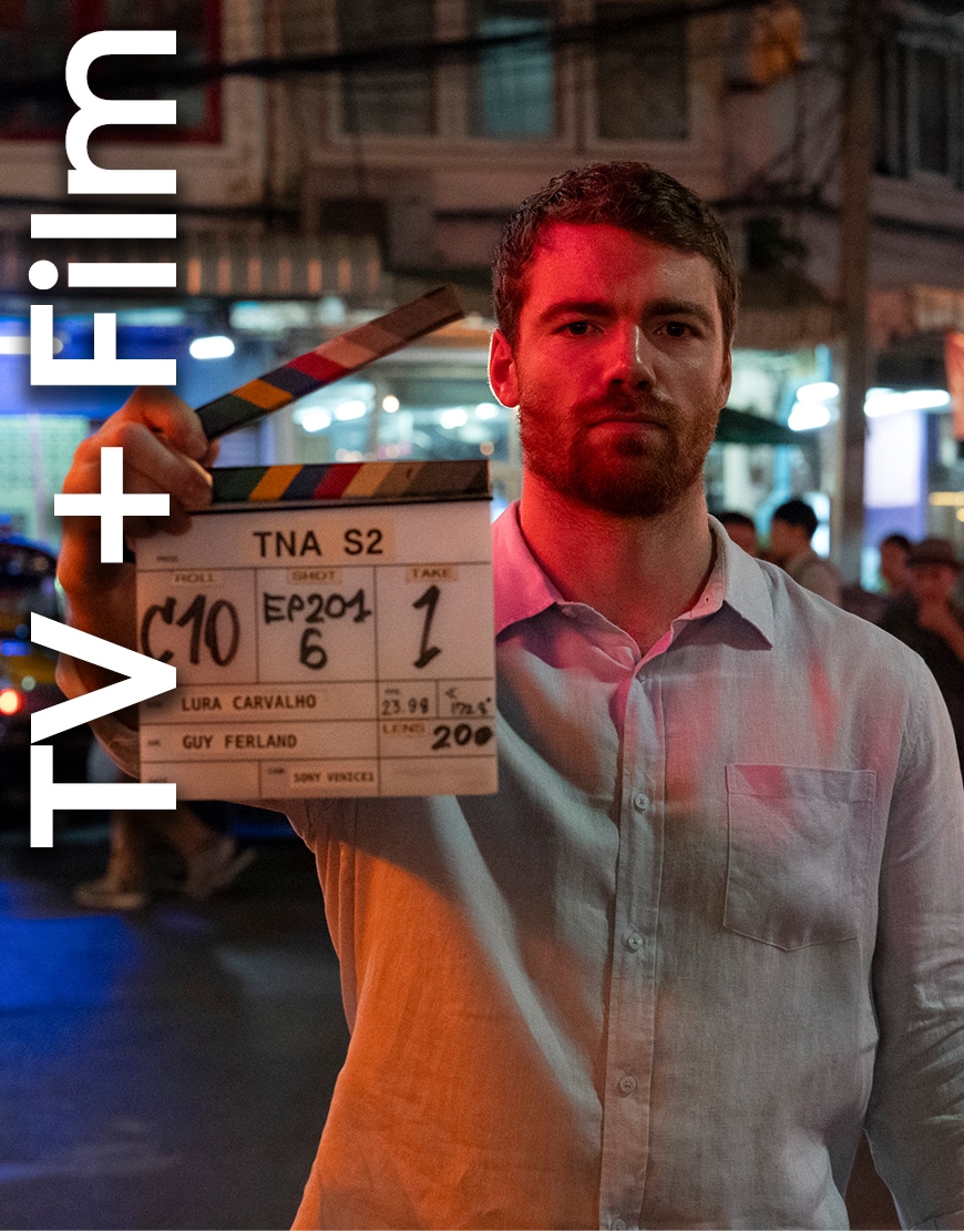 Gabriel Basso on-set of The Night Agent season 2
