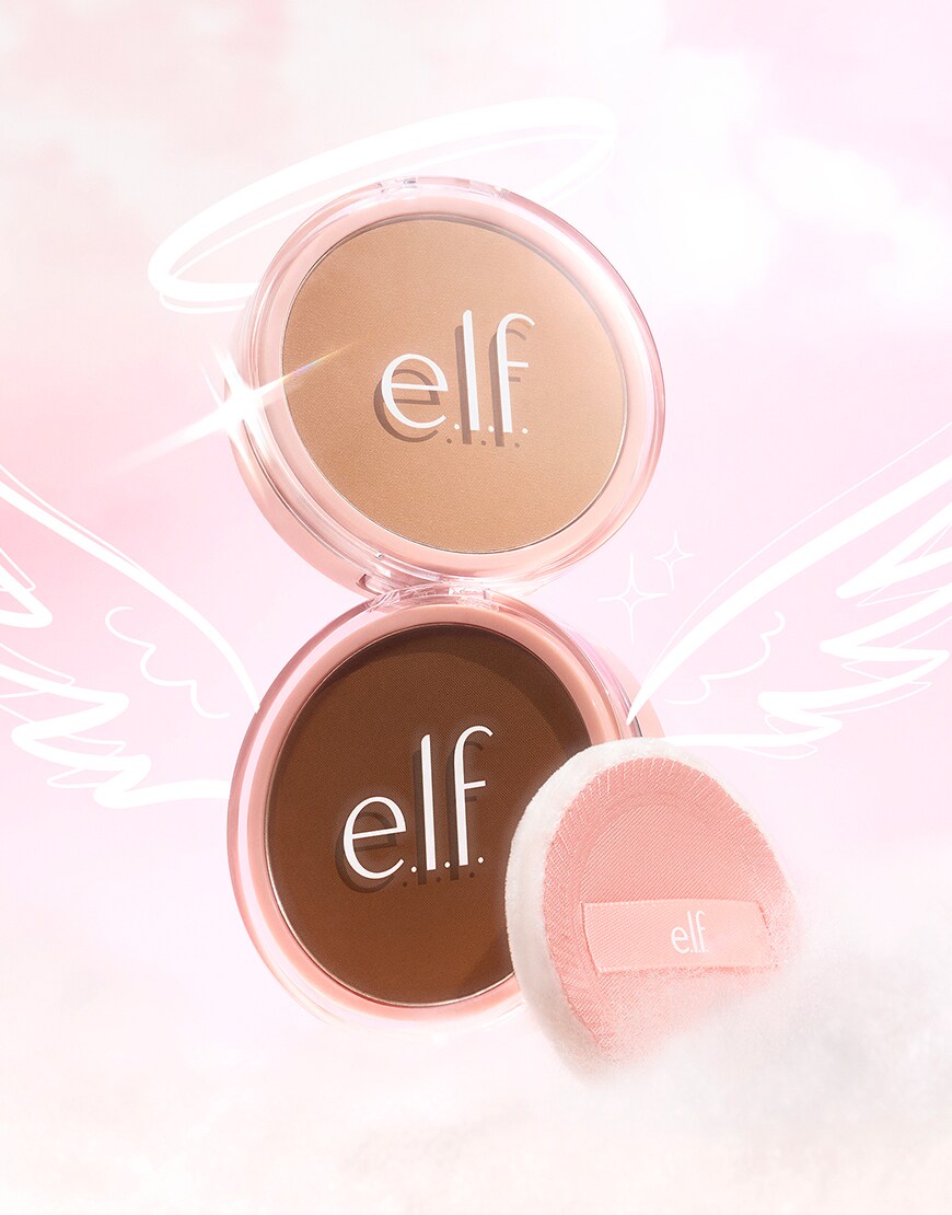 e.l.f. powders on pink bacgkround