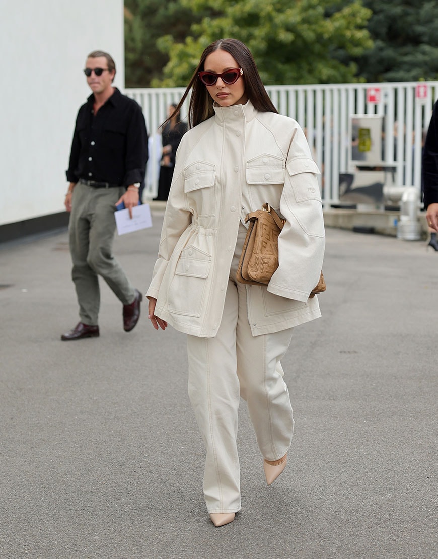 Jade Thirlwall wearing a denim co-ord | ASOS Style Feed