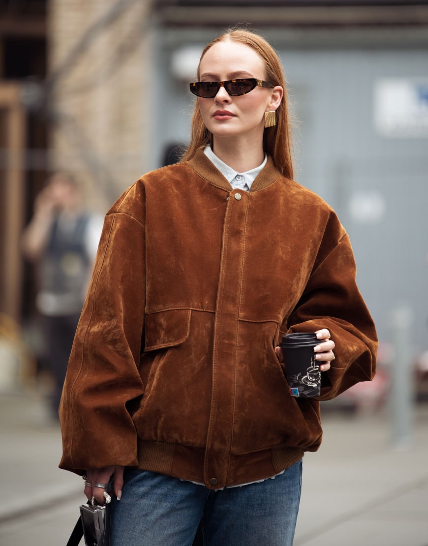 Woman Wearing Brown Suede Jacket