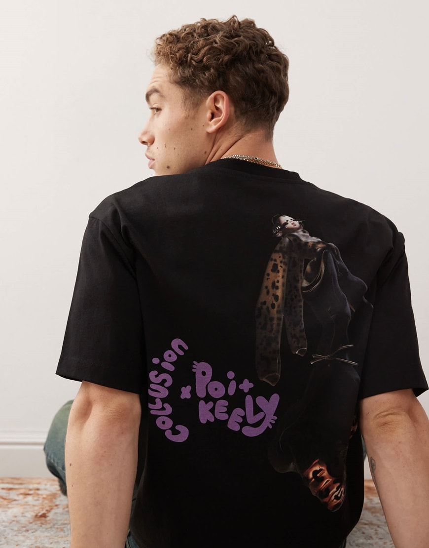 Model in black T-shirt with design on the back| ASOS Style Feed