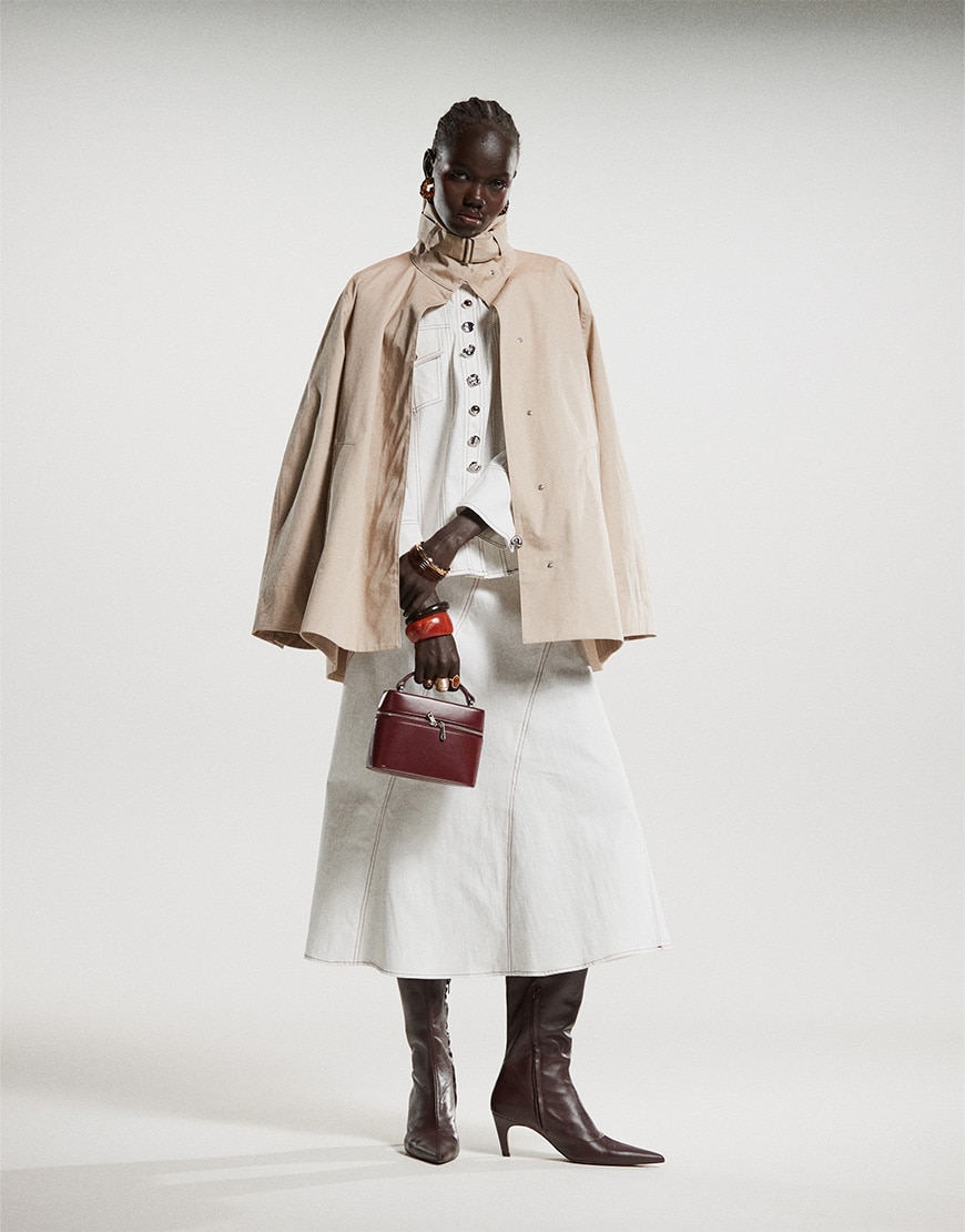 Model wearing white denim co-ord and jacket | ASOS Style Feed