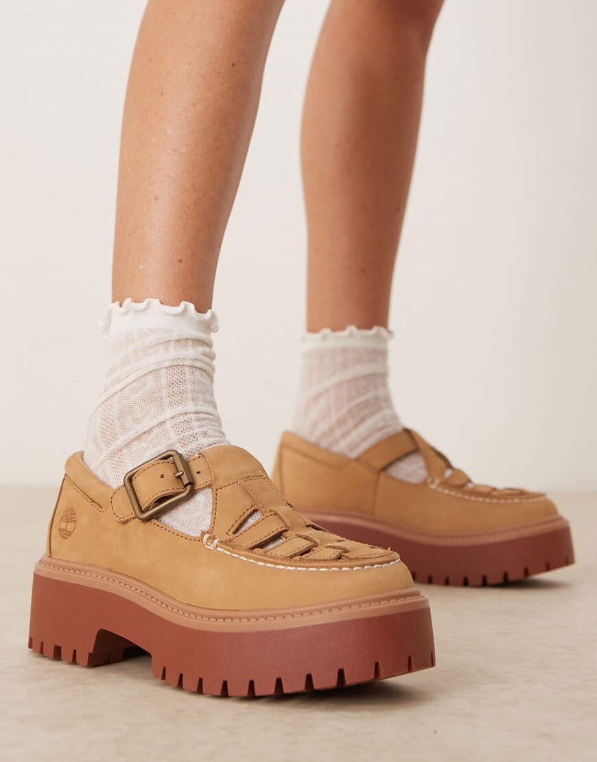 Timberland Stone Street Mary Jane platform shoes in beige nubuck | ASOS Style Feed