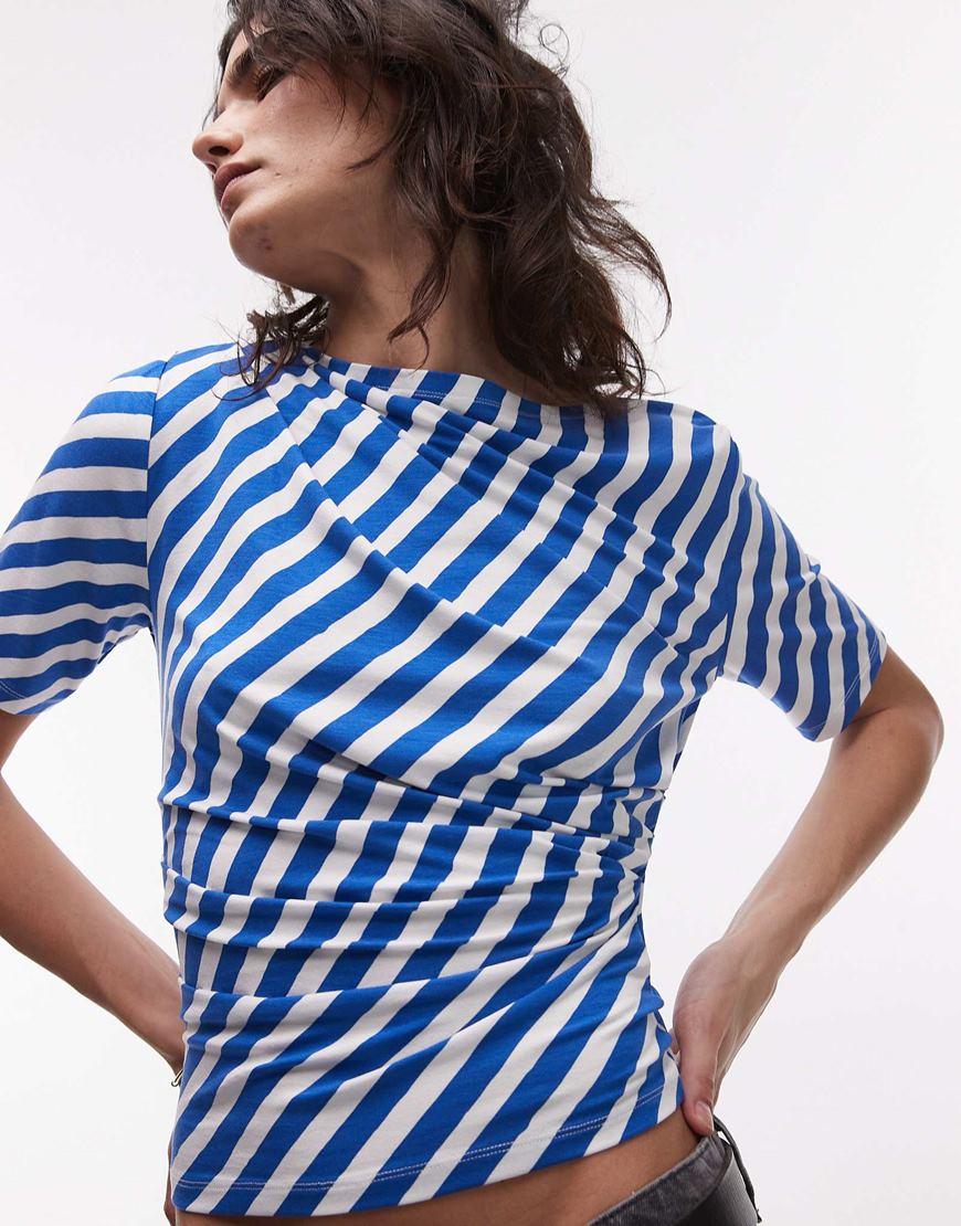 A model wearing a blue and white striped top | ASOS Style Feed