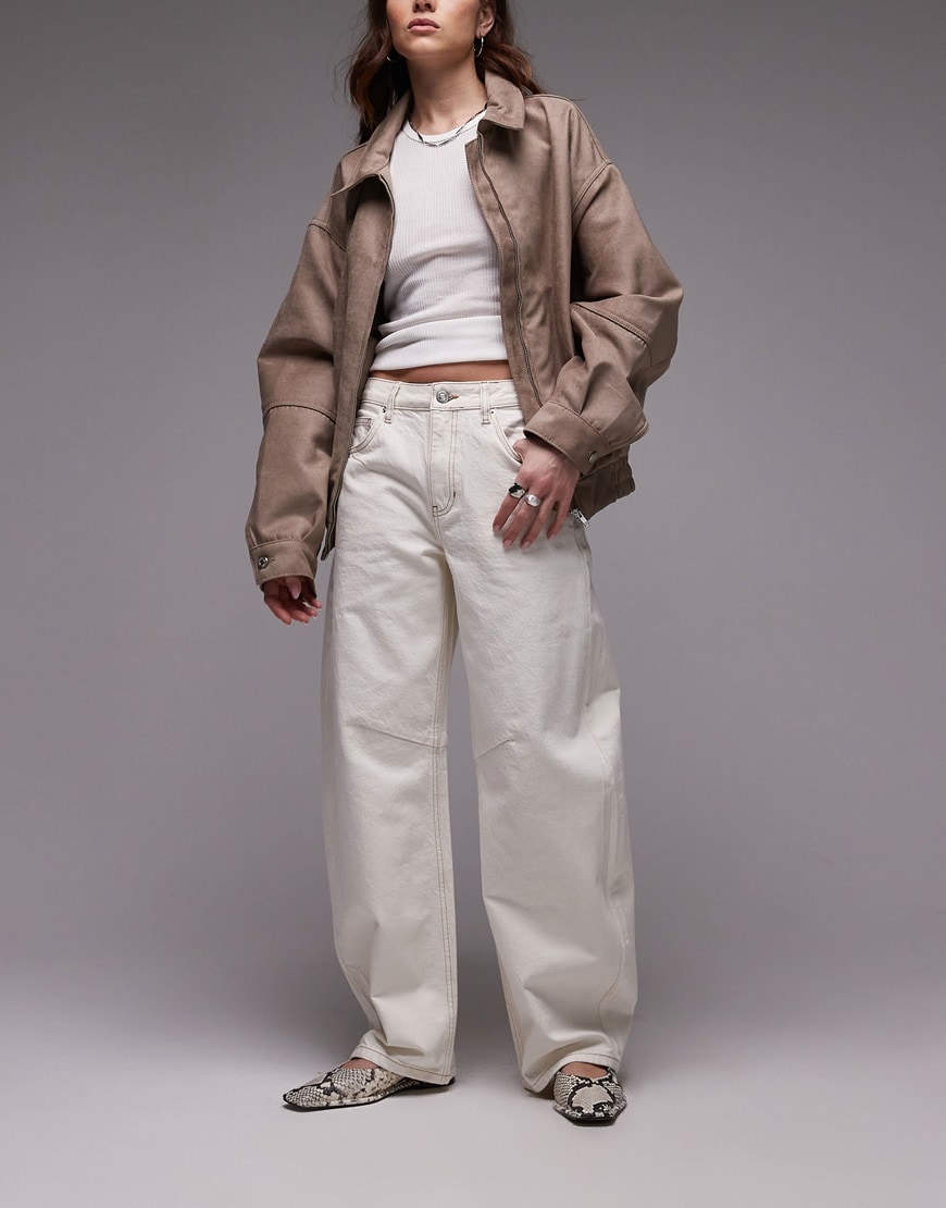 Topshop barrel leg jean in off white | ASOS Style Feed