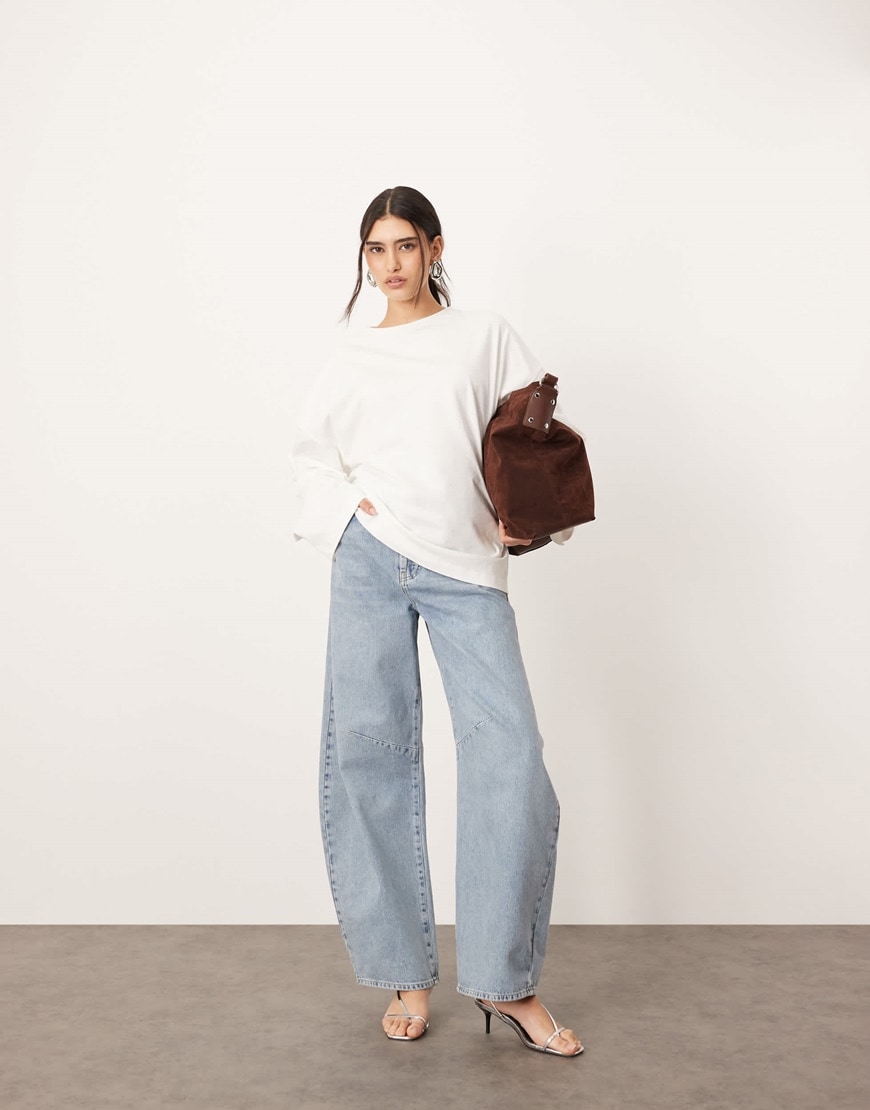 ARRANGE Sydney denim barrel leg jean in 90's light wash blue | ASOS Style Feed