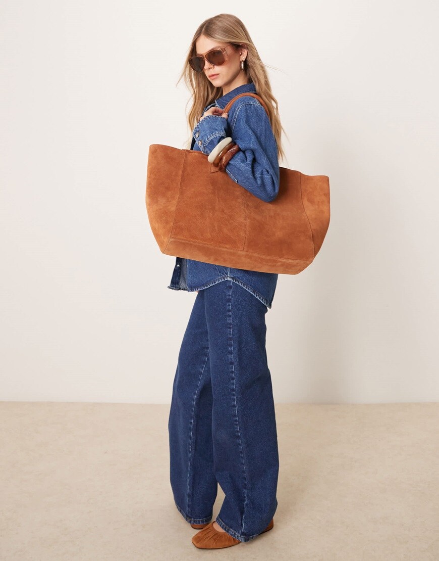 ASOS DESIGN Premium suede bonded tote bag in tan | ASOS Style Feed