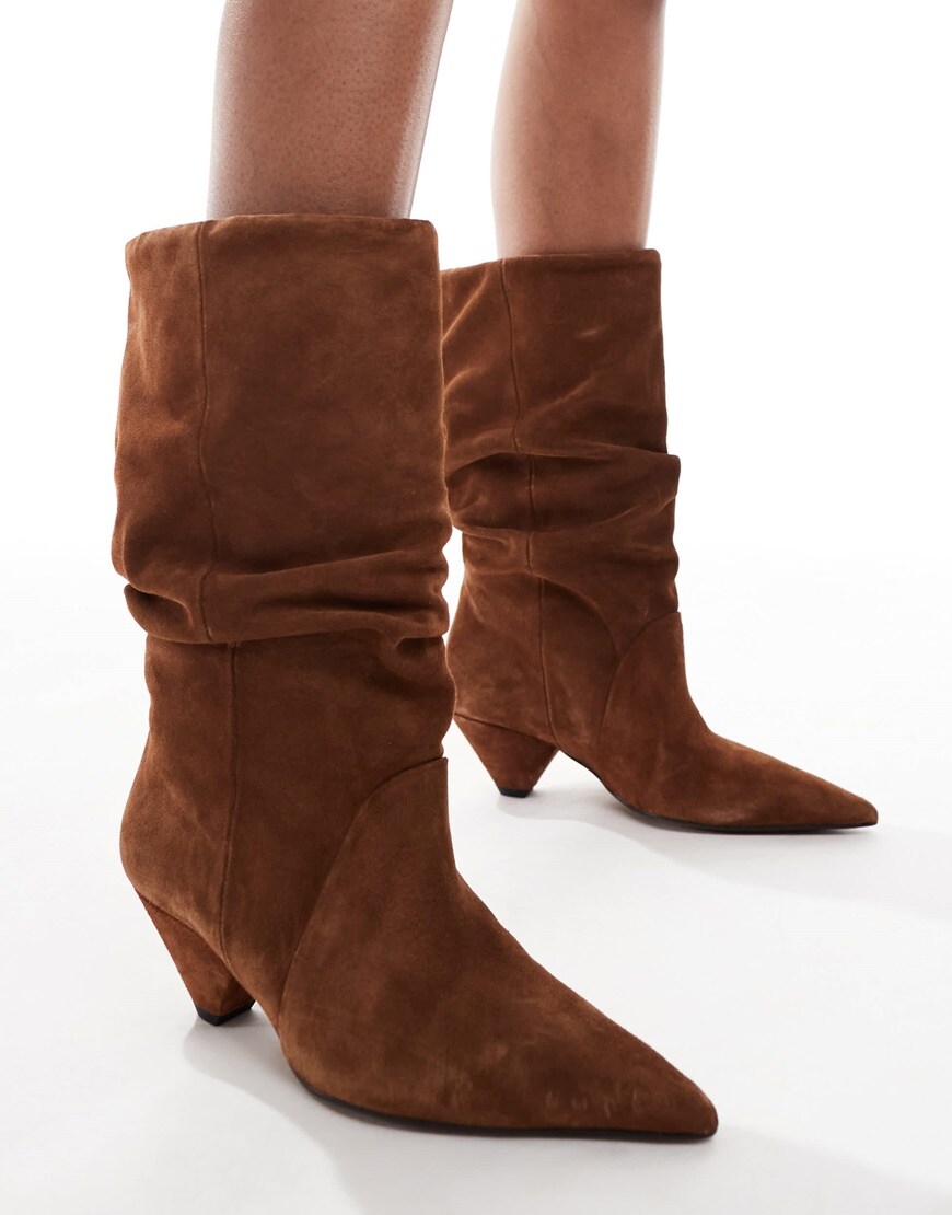 ASOS DESIGN Restless premium slouch boot in tan suede | ASOS Style Feed