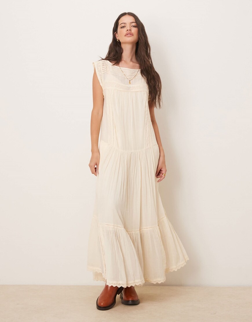Free People meadows edge boho maxi dress in white | ASOS Style Feed