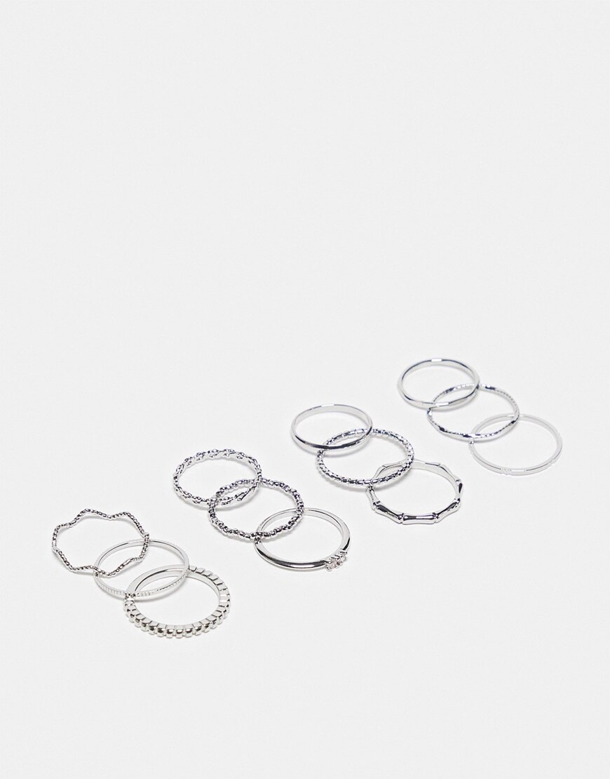 12 pack of silver-tone rings