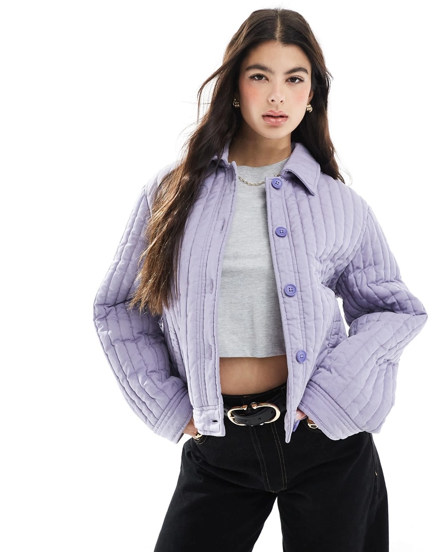 Model wearing pastel jacket | ASOS Style Feed