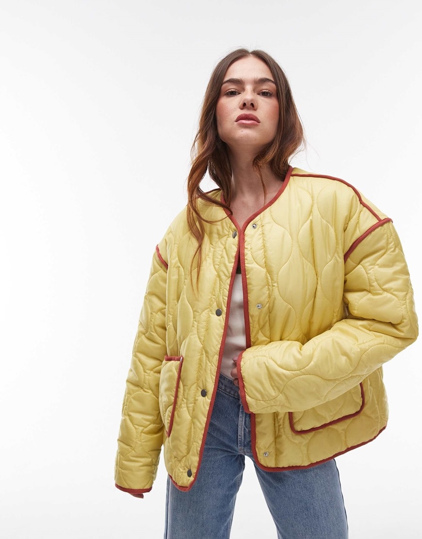 Model wearing yellow jacket | ASOS Style Feed