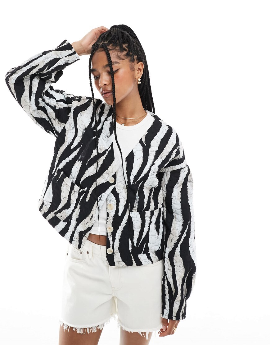 Model wearing zebra jacket | ASOS Style Feed