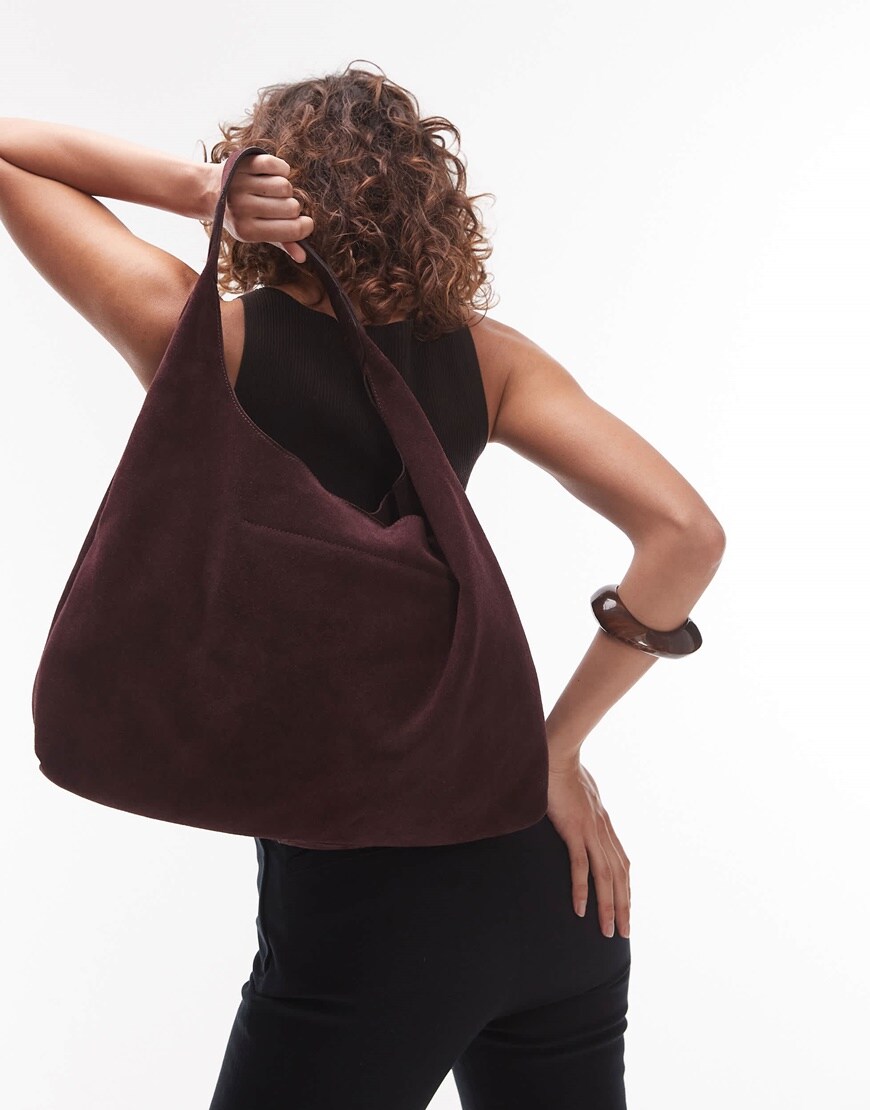 & Other Stories large suede leather tote bag in burgundy | ASOS Style Feed