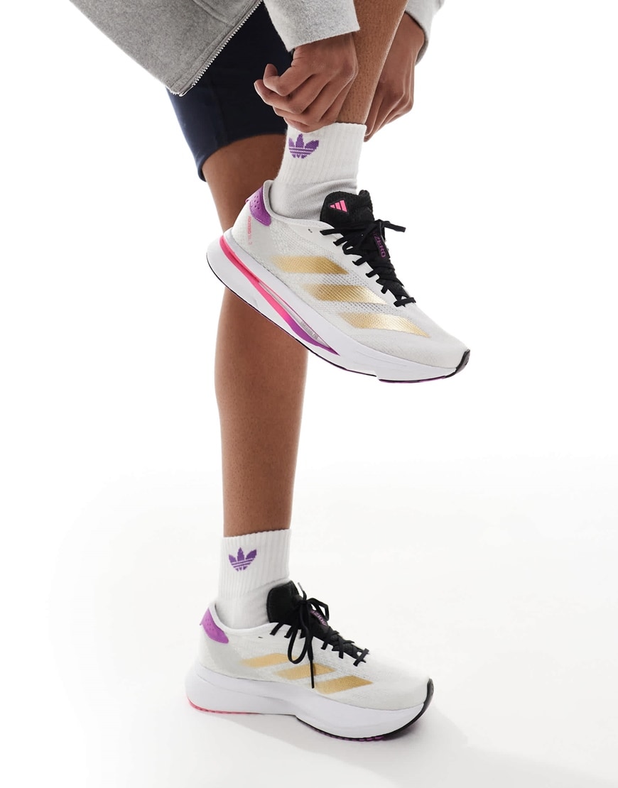 adidas Running Adizero SL2 trainers in white gold and purple | ASOS Style Feed