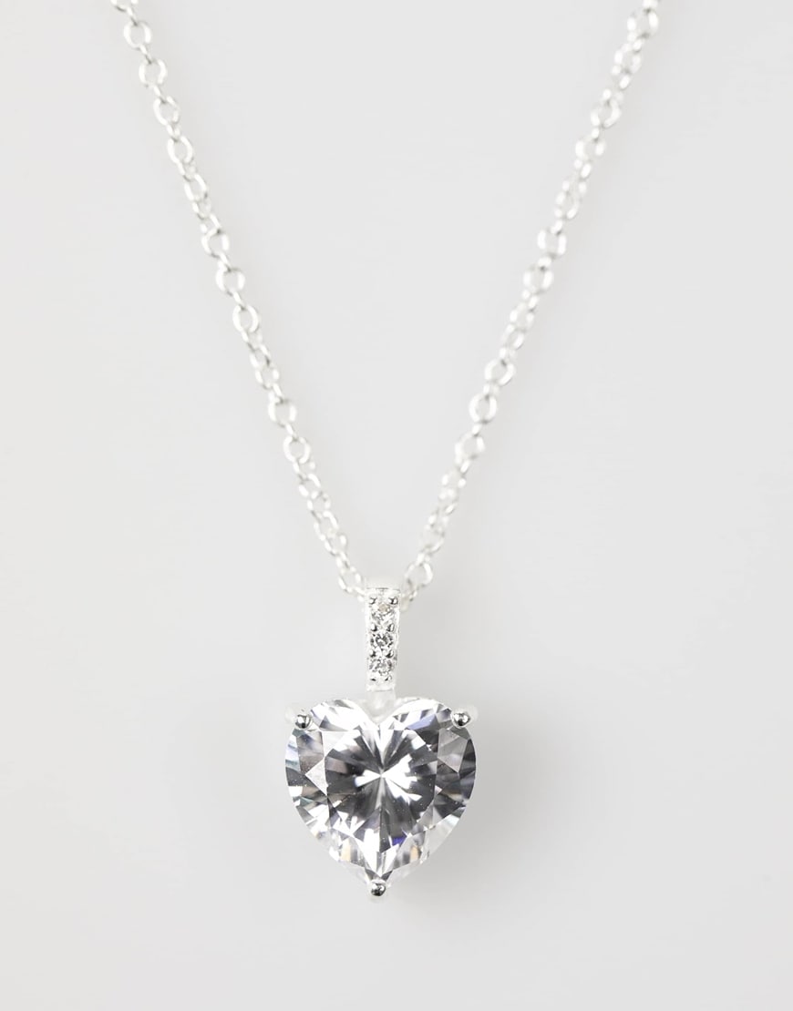 Silver crystal heart pendant necklace