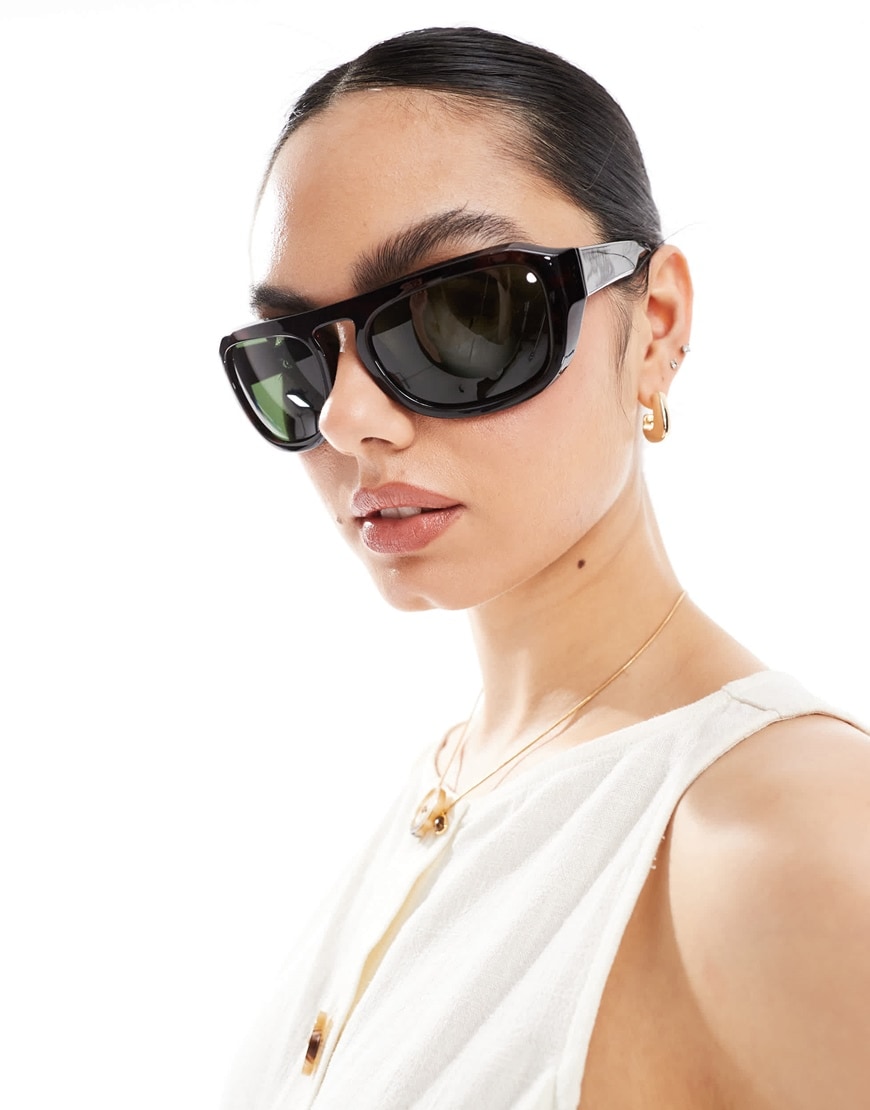 A.Kjaerbede Max oversized wraparound sunglasses in demi tortoise | ASOS Style Feed