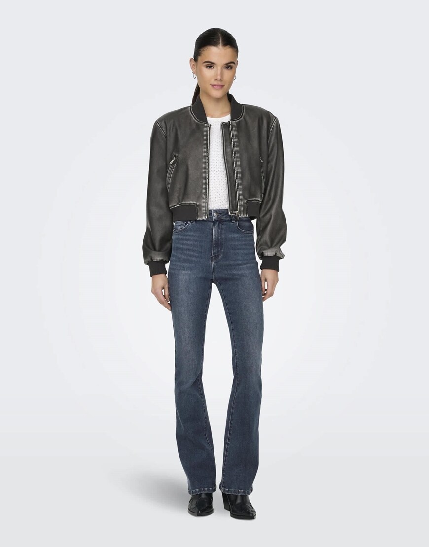 ONLY Flared fit jeans in blue black denim | ASOS Style Feed