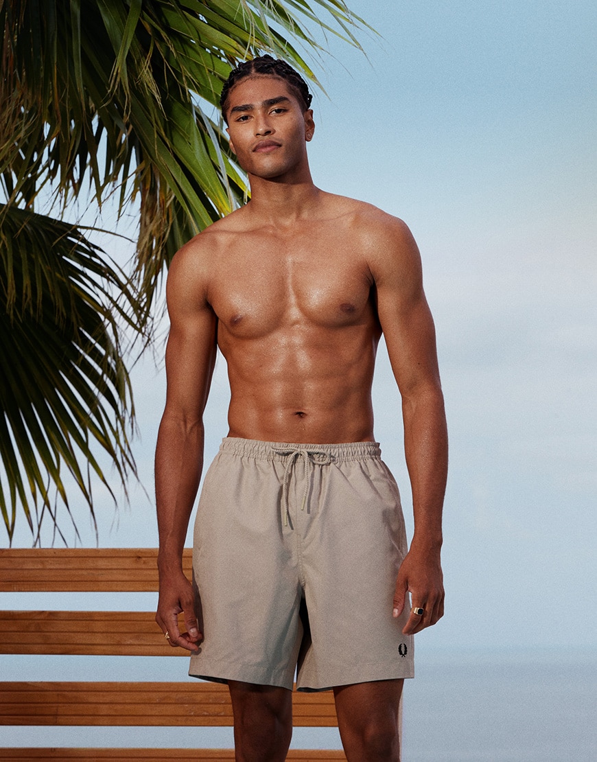 Fred Perry swim shorts in light beige | ASOS Style Feed
